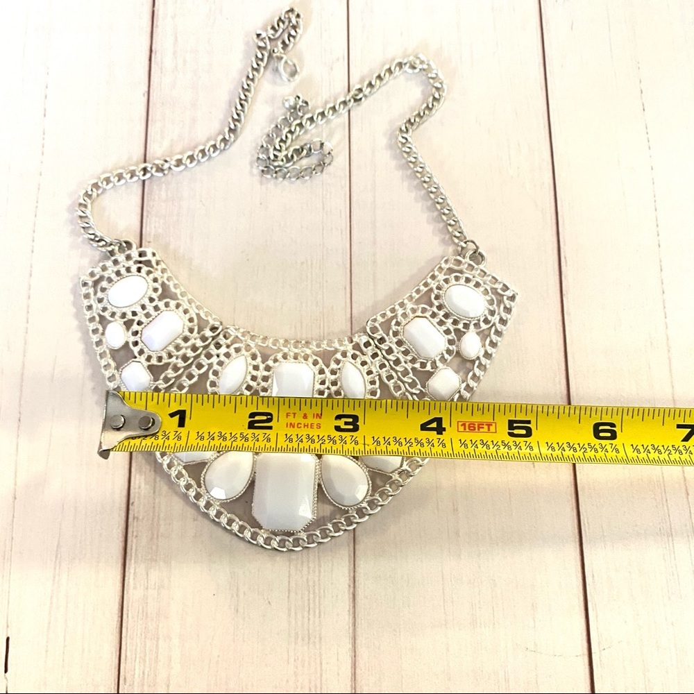White Statement Necklace - image 7